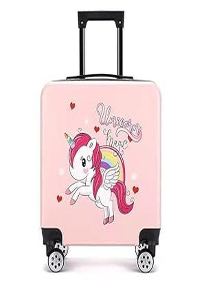 Swarn Products حقيبة ترولي للأطفال من منتجات سوارن مصنوعة من البولي كربونات ومطبوعة بشعار الاتحاد الوطني، مزودة بعجلات دوارة 360 درجة - (لون خوخي - 19 بوصة) - Image 1